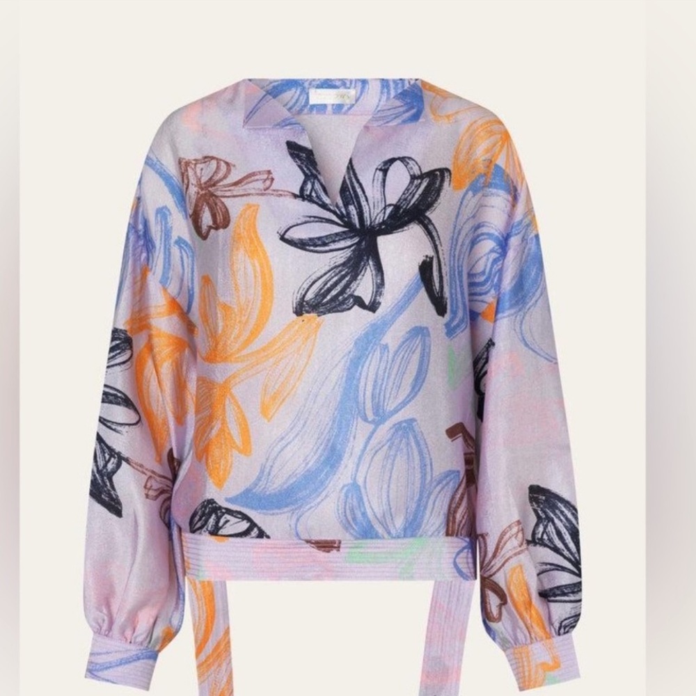 Stine Goya Emmylou Floral Trapunto Hem Top
